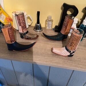 New cowboy boot shot glasses price is per glass